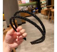 Gixaxak 1 Pcs Rhinestone Beaded Headbands No Slip Jeweled Head Wraps Hair Headbands Rhinestone Headband Fashion Silver Headband Bling Sparkly Crystal Diamond Headband Thin Hair Band (Black)