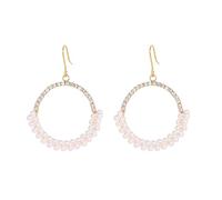 Gixaxak 14K Gold Plated Cubic Zirconia Earrings with Sparkling Pearls, Cubic Zirconia Earrings for Women, Hanging Hypoallergenic Earrings, Pearl Jewelry, Pearl Hoop Earrings, Zinc, No Gemstone, Zinc