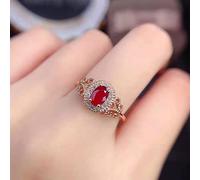 Gixaxak 18K Rose Gold Fashion Ring Adjustable Unique Design Faux Cut Dainty Plated Garnet Jewelry Charming Temperament Court Style Chaste Flawless