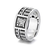 Gixaxak 925 Sterling Silver Antique Vintage Abacus Ring Transferring National Style Women Men Open Adjustable Ring Vintage Abacus Wealth Silver Ring