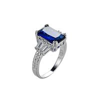 Gixaxak 925 Sterling Silver Blue Crystal Bohemian Aristocrat Temperament Trendy Jewelry Gothic Punk Cubic Zirconia Creative Art Jewelry Gift for Women, Size 10, Silver, cubic zirconia, Cubic Zirconia