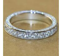 Gixaxak 925 Sterling Silver Cubic Zirconia Full Eternity Stackable White Clear CZ Eternity Ring Anniversary Wedding Engagement Band Ring Size 6-10 (9)