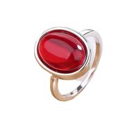 Gixaxak 925 Sterling Silver Statement Promise Rings Red Simulated Diamond Classic Oval Cubic Zirconia Ring for Wedding Ruby Stone Ring Handmade Rings Ruby Gemstone Promise Ring, Size 7, Sterling