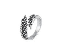 Gixaxak Antique Stainless Steel Ring Feather Angel Wing Cast Black Silver Band Matching Rings for Couples Best Friends Adjustable Rings Wings Shaped Hugging Protection Jewelry, Daemon, Stone, No