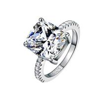 Gixaxak Classic Four Prong White Cubic Zirconia 4 Carat Princess Cut Cubic Zirconia CZ Silver 925 Wedding Engagement Ring (8)