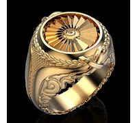 Gixaxak Cool Turbine Ring Trendy Ring Artificial Dainty Steampunk Gamer Dreamer Aficionado Jewelry Accessories Totem Religion Entertainment Leisure Male Ring, Size 12