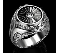 Gixaxak Cool Turbine Ring Trendy Ring Artificial Dainty Steampunk Gamer Dreamer Aficionado Jewelry Accessories Totem Religion Entertainment Leisure Male Ring, Size 9