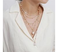 Gixaxak Dainty Long Gold Necklaces for Women Trendy Lariat Y Necklace 14k Gold Plated Layered Beaded Drop Necklaces Simple Handmade Pearl Y-Shaped Chain Jewelry Gift Wedding
