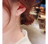 Gixaxak Fashion Long Earrings S925 Silver Needle Earrings Zircon Spiral Fringe Ear Thread Gold Threader Dangle Earrings Long Tassel Earrings Wedding Prom Earrings for