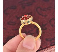 Gixaxak Fashion Religion Gold Ring Adjustable Opening Handmade Dainty National Style Enamel Color Burning Blue Opening Ring auspicious Pattern Tribal Exotic