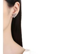 Gixaxak Fashion Zircon Hollow Gold Silver Butterfly Earrings Charm Butterfly Hoop Earrings Dainty Silver Stud Earrings for Women 14K Gold Plated Butterfly Ear Studs Minimalist Jewelry(Silver）