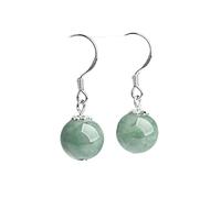 Gixaxak Jade Round Jadeite Earrings S925 Silver Inlaid Jade Fashion Women's Earrings Hetian Jade Earrings Jade Sterling Silver Post Earrings for Sensitive Ears Crystal Stud Earrings Green Earrings