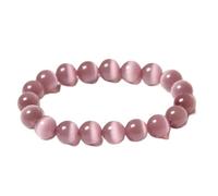 Gixaxak Natural Gemstone Bracelet Crystal Purple Bracelets for Women Cat's Eye Stone Bracelets Natural Gemstones Round Beads Crystal Stretch Bracelet Purple Crystal Stone Bracelet