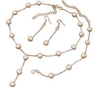 Gixaxak Pearl Necklace Set 925 Sterling Silver 14K Gold Plated Adjustable Pearl Necklace and Pearl Bracelet Pearl Earrings Jewelry Set Fashion Classic Faux Pearl Jewelry Set