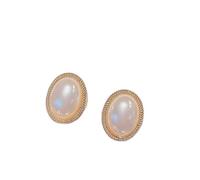 Gixaxak Pearl Stud Earrings Oval Shape 14K Gold Plated Fashion Gold Earrings Jewelry Pearl Earrings Stud Faux Pearl Gold Plated Stud Earrings Sterling Silver Cotton
