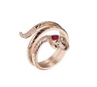 Gixaxak Retro Serpentine Ring Animal Ring Punk Style Serpentine Ring Inlay Red Gemstones and Emerald Ring Snake Ring 14K Gold Plated Cubic Zirconia Animal Band Ring Fashion Rhinestones, Size 10, Stone