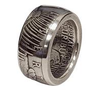 Gixaxak Silver Dollar U.S. Coin Ring Custom Hand Made United States Morgan Silver Dollar Coin Stainless Steel Men's Ring Morgan Silver Dollar Coin Ring, Size 10, Stone, No Gemstone