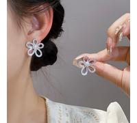 Gixaxak Stud Earrings 925 Sterling Silver Flower Zircon Earrings Pretty Flowers Earrings Stud Earrings Elegant CZ Flower Stud Earrings S925 Silver Needle with Diamond Setting Hollow Sunflower Earrings