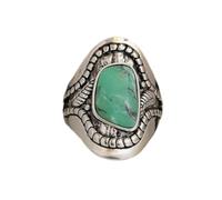 Gixaxak Turquoise Ring Sterling Silver 925 Gemstones Ring Silver Leaf Lady Ring Personality Vintage Turquoise Ring Fashion Turquoise Ring Bohemia Turquoise Jewelry Hand Made Jewelry Ring, Size 7