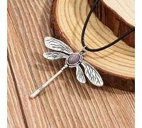 Gixaxak Vintage Hand Hammered Dragonfly Pendant with Personal Insect Moonstone Pendant 925 Sterling Silver Opal Dragonfly Crystal Pendant Jewelry Sterling Silver