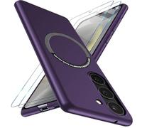 Giyer Hard Case for Samsung Galaxy S24 with Screen Protector, Slim Magnetic Shockproof Scratch-Resistant Purple Polycarbonate Case, Built-in Screen Protector, Wireless Charging Compatible