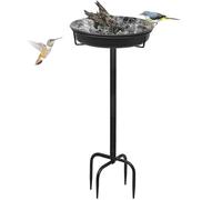 Giyiprpi 28In Freestanding Birdbaths Bowl Outdoor, Free Standing Garden Bird Bath Bird Feeder Bowl with Metal Stake, Detachable Decoration Spa Birdfeeder for Garden Patio Yard Lawn, 4 Spiky Feet… (A)