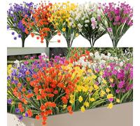 Giyofom 20 Bundles Artificial Fake Flowers, UV Faux Flowers Arrangement, Fake Plants Greenery Shrubs for, Home Garden Patio, Porch, Hanging Planter, Window Box Farmhouse (5 Colors)