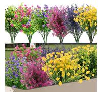 Giyofom 24 Bundles Artificial Fake Flowers Outdoor, UV No Fade Boxwood Faux Plastic Shrubs Greenery Plants for Garden Patio Porch Window Box Home Indoor Wedding Farmhouse Hanging Planter Décor