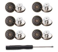 GIYOMI 20mm No Sewing Jeans Buttons Replacement Kit with Metal Base,12 Sets Nailess Removable Metal Buttons Replacement Repair Combo Thread Rivets and Screwdrivers (0.79 inch)