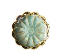 GIYXHU 2pcs Elegant Lotus Leaf Pattern Sturdy Ceramic Trinkets Dish Accessory Jewelry Display For Rings Necklaces And Bracelets Key Storage for Jewelry(Color 2)