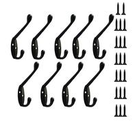 GIYXHU 9 Pack Coat Hooks Wall HooksHeavy Duty Wall Mounted for Hat Hardware Dual Prong Retro Coat Hanger with 20 Screws(Black)