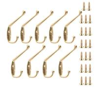 GIYXHU 9 Pack Coat Hooks Wall HooksHeavy Duty Wall Mounted for Hat Hardware Dual Prong Retro Coat Hanger with 20 Screws(Gold)