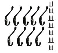 GIYXHU 9PCS Pack Coat Hooks Wall HooksHeavy Duty Wall Mounted for Hat Hardware Dual Prong Retro Coat Hanger with 20 Screws(Black)