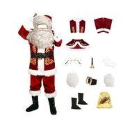 GIYXHU Santa Costume Santa Claus Suit For Adults Party 12PCS Cosplay Costume Accessories Set Christmas Xmas Clothes(L)