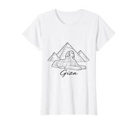Giza Egypt Pyramids Sphinx Ancient Egyptian Pharaoh History Value Graphic T-Shirt, Women, White, L