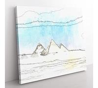 Giza Necropolis Pyramids in Egypt in Abstract Modern Canvas Wall Art Print Ready to Hang, Framed Picture for Living Room Bedroom Home Office Décor, 50x50 cm (20x20 Inch)