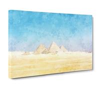 Giza Necropolis Pyramids In Egypt Painting Modern Art Canvas Wall Art Print Ready to Hang, Framed Picture for Living Room Bedroom Home Office Décor, 24x16 Inch (60x40 cm)