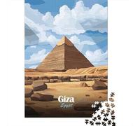 Giza Pyramid Illustration 1000 Piece Jigsaw Puzzle, Global Monument Landscape, 1000 Pieces for Adults, Travel Gift for Adults, Mindful Activity, 70x50cm/1000pcs