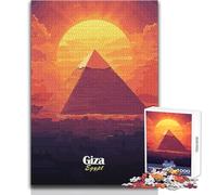 Giza Pyramid Sunset 1000 Piece Jigsaw Puzzles for Adults Creative Problem Solving Game Heartfelt Memorable Gift Idea Size 38x52cm