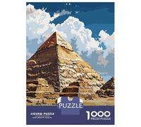 Giza Pyramids Landscape 1000 Piece Jigsaw Puzzle, Old Europe Travel Artwork, Decorative Artwork, Matte Printed Jigsaw, Family Night Game for Adults, 38x26cm/1000pcs