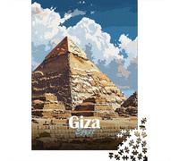 Giza Pyramids Landscape Travel Puzzle 1000 Pieces, Famous Building Scenic Print, Mindful Activity, Premium Paper Puzzle, Birthday Gift for Travel Lovers, 38x26cm/1000pcs