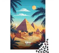 Giza Pyramids Landscape Travel Puzzle 1000 Pieces, Famous Building Scenic Print, Screen-Free Fun, Interlocking Paper Pieces, Birthday Gift for Families, 52x38cm/1000pcs