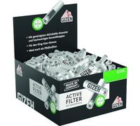Gizeh 20703 Active Filter 8 mm Activated Carbon Filter with Ceramic Caps 1 Box with 200 Filters 200 Gripper Box Paper