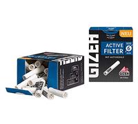 Gizeh Active Tips Activated Carbon Filter with Ceramic Caps, 34 Filter, Silver, Small