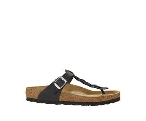 Gizeh Braided Flip Flops in Waxed Leather Black