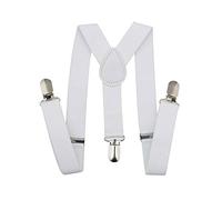 Gizelle 1920's Mob Gangster HAT TIE Braces Set Felt Trilby AL Capone Fancy Dress (White Suspender Braces)