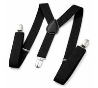 Gizelle ADJUSTABLE BRACES MENS WOMENS UNISEX TROUSER ELASTIC Y-BACK SUSPENDERS CLIPON (Black)