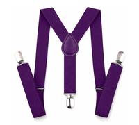 Gizelle ADJUSTABLE BRACES MENS WOMENS UNISEX TROUSER ELASTIC Y-BACK SUSPENDERS CLIPON (Purple)