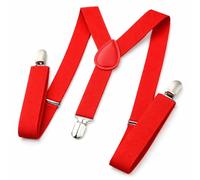 Gizelle ADJUSTABLE BRACES MENS WOMENS UNISEX TROUSER ELASTIC Y-BACK SUSPENDERS CLIPON (Red)