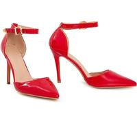 Gizelle Womens Ladies HIGH Heel Pointy Toe Stiletto Sandals Ankle Strap Court Shoes (UK 6, Red)